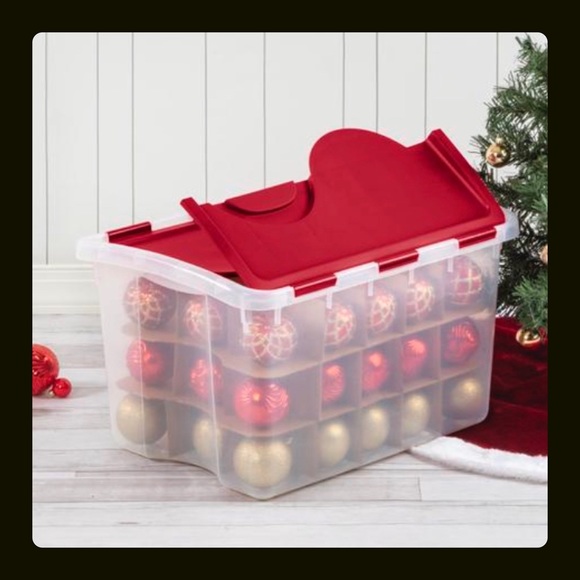 Sterilite Holiday New Sterilite 48 Quart Hinged Lid Ornament Storage Box With Cardboard